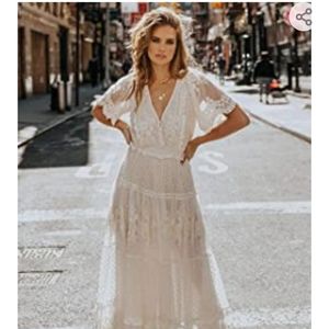 Lace V Neck Dress/Wedding Dress
